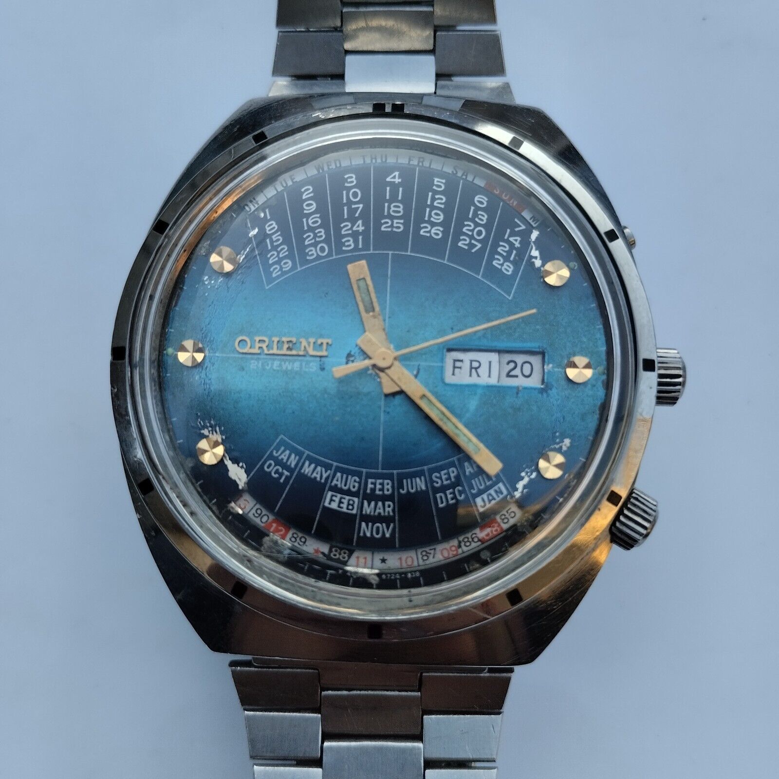 Vintage Orient 4 469672-4C PT Automatic 21J Calendar Men's