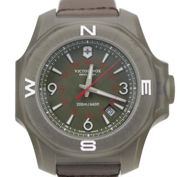 Used Good Condition Victorinox Inox Inox Quartz Mens Watch Titanium Khaki Dial With Bumper 0167