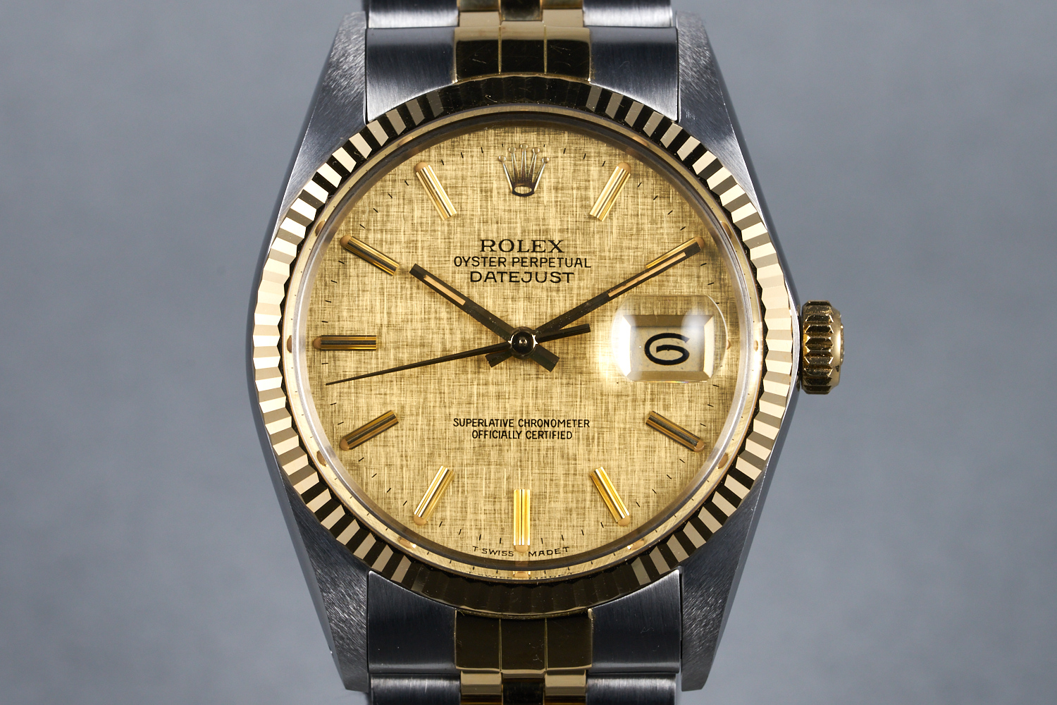 FS 1985 Rolex Two Tone Datejust Ref 16013 Champagne Linen Dial