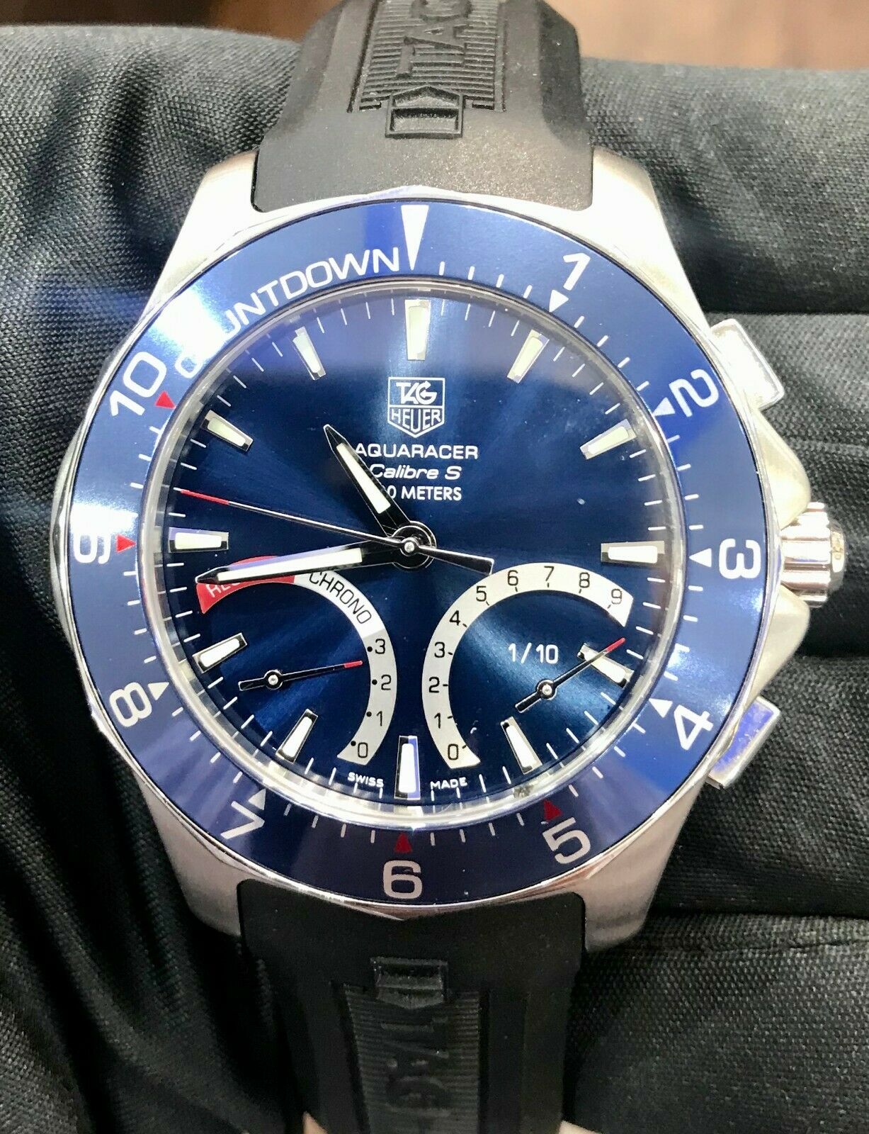 Tag Heuer Aquaracer Mens watch calibre S regatta rubber strap Blue
