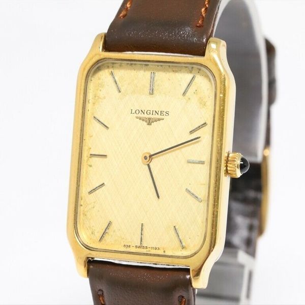LONGINES Watch 832 1193 Square Hand Winding 18K Gold Plated T843