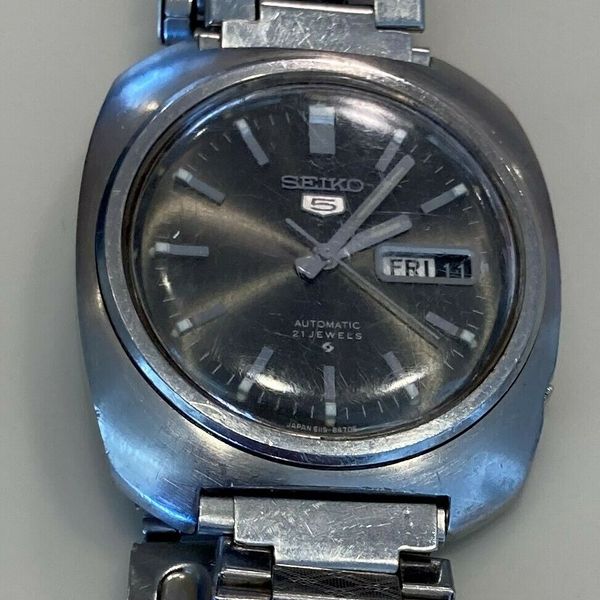 Seiko 5 - Stainless Steel Auto. Men's Watch Charcoal Dial 6119-8430 ...