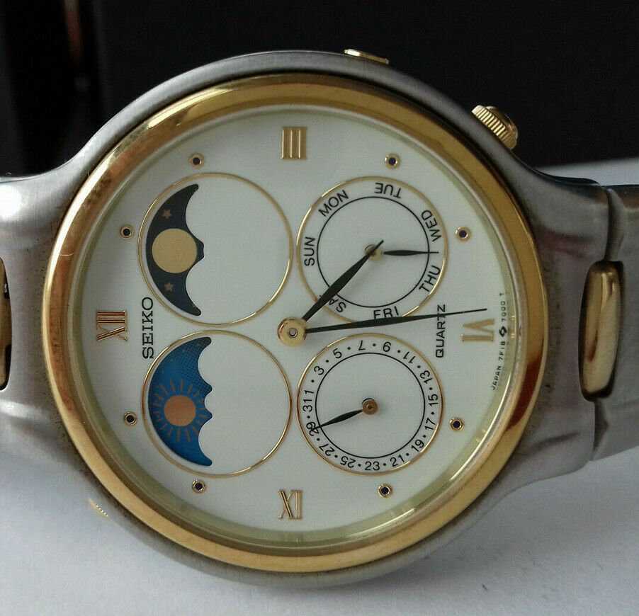 Seiko Vintage Collection 7F18-7000 Double Moon-Phase Watch | WatchCharts