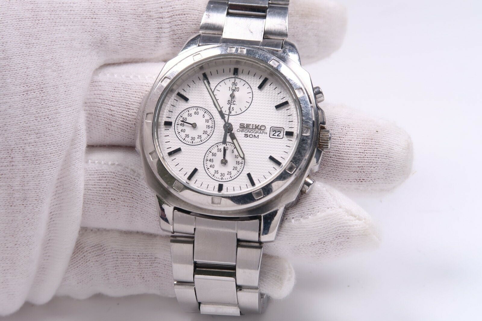 SEIKO QUARTZ CHRONOGRAPH 7T92-0CA0 50M Mens Watch JAPAN
