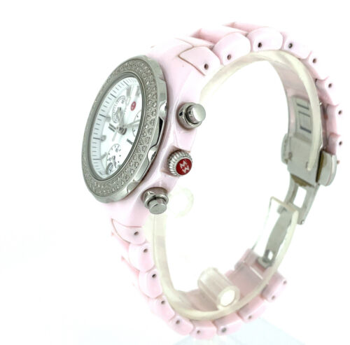 Michele Tahitian Diamond Pink Ceramic Chronograph Ladies Watch