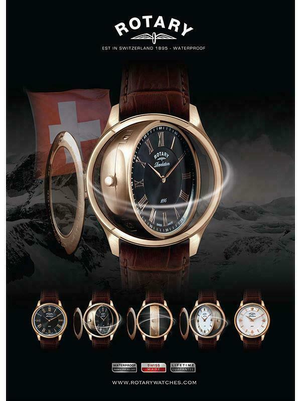 Men s Rotary Revelation GS02967 06 10 Dual Face Rose Gold Case