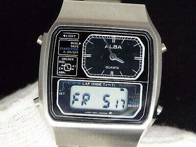 SEIKO VINTAGE DIGITAL WATCH Y651-5090 ALBA DIGI ANA 80s RETRO OLD