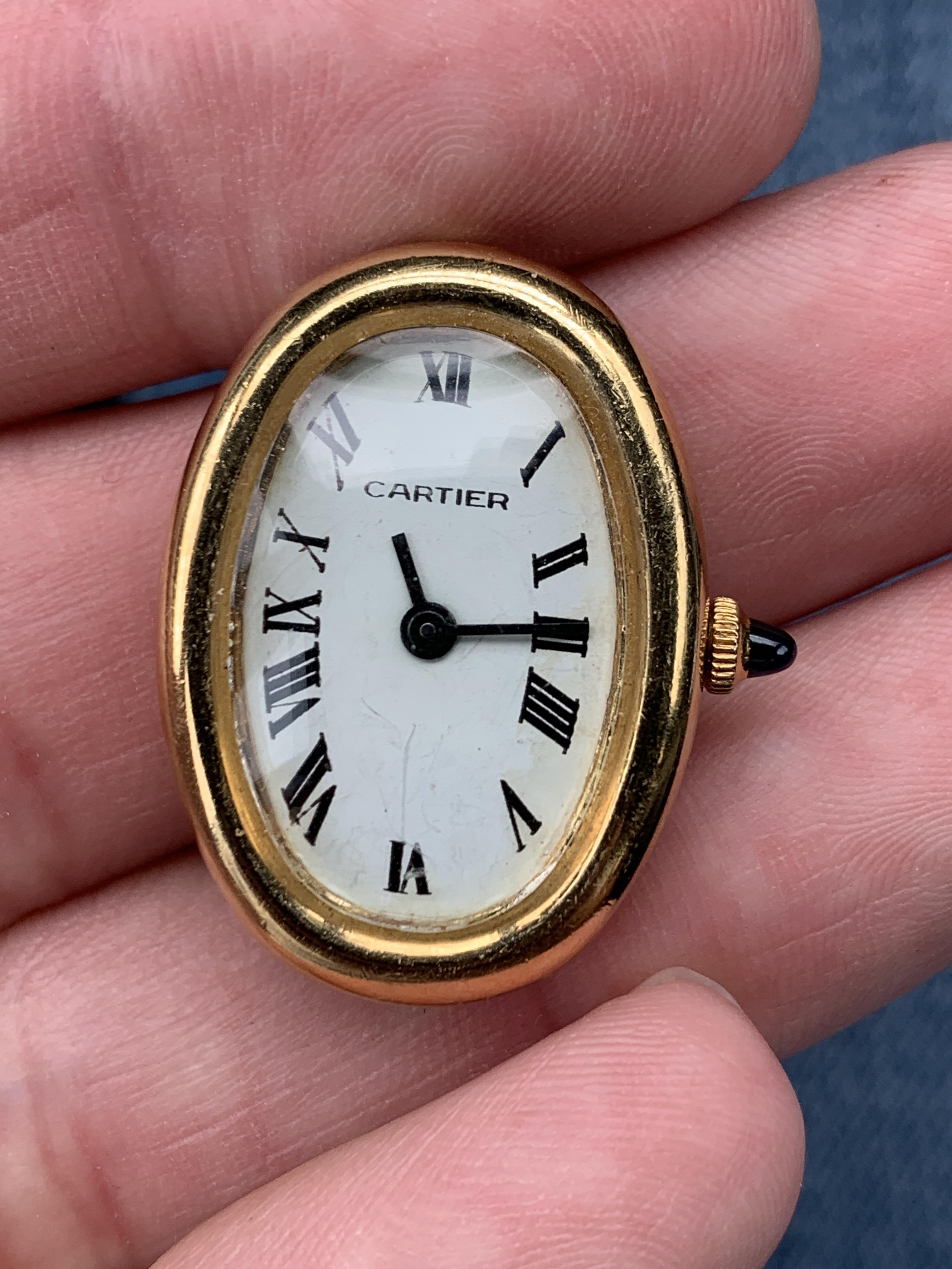 Ladies Cartier Baignoire Manual Wind 18K Yellow Gold Watch 7743 1