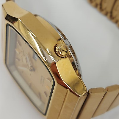 Seiko 5 Watch Gents 7S26-00R0 Automatic Gold Tone Bracelet 