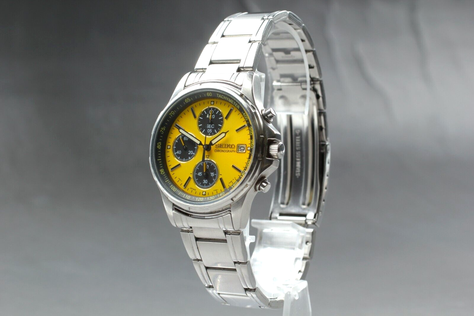 EXC+5】 Seiko 7T92-0BA0 Chronograph Yellow Analog Quartz