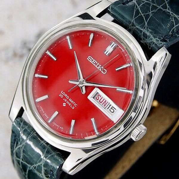 Mens Authentic Mens Seiko Lord Matic Day Date Red Dial   Automatic | WatchCharts