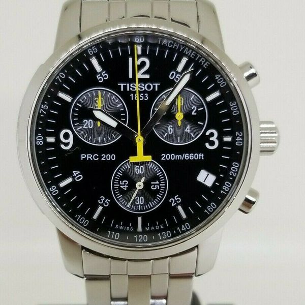 TISSOT PRC200 T461 Swiss Made Chronograph Quartz Watch Stainless Steel ...