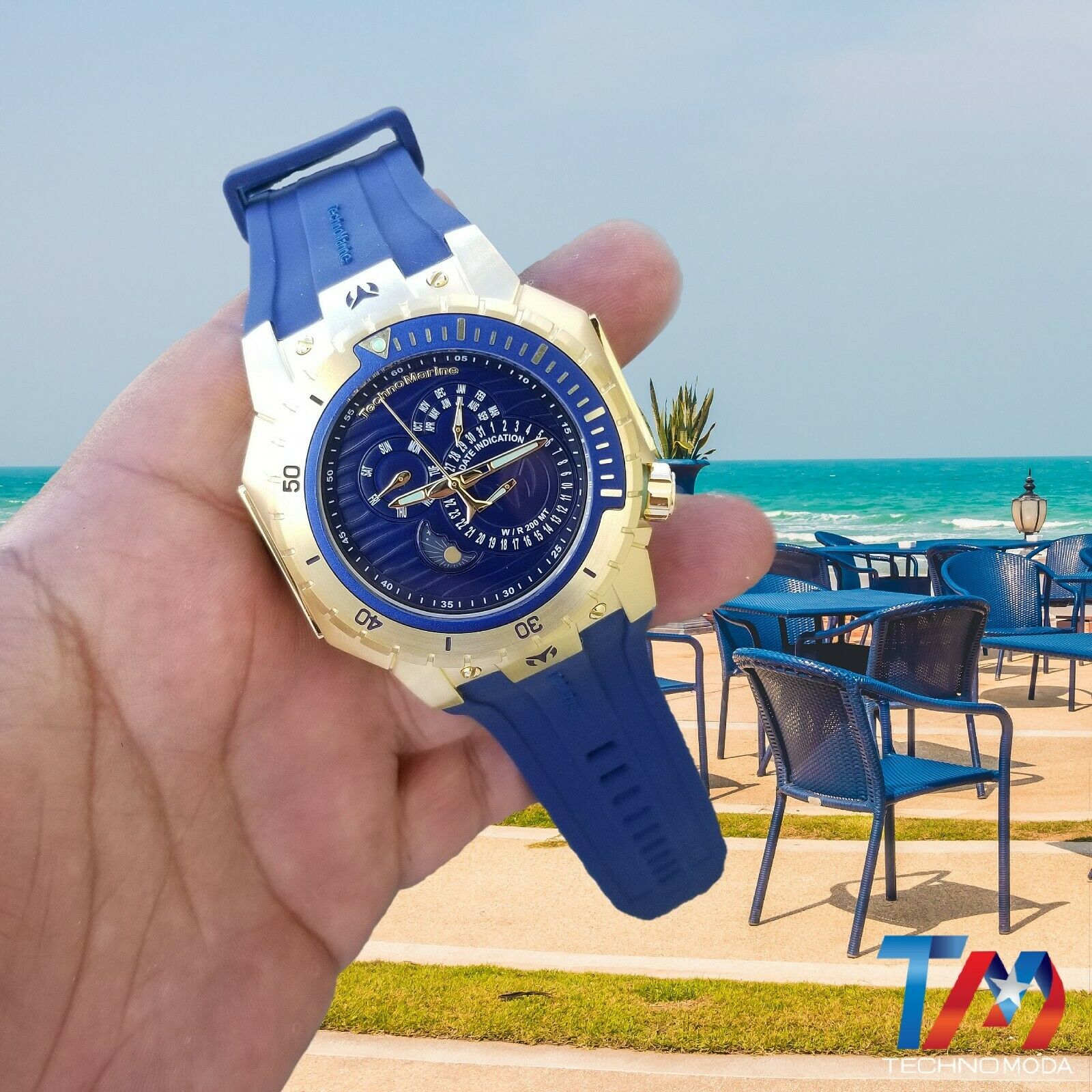 New TechnoMarine TM 218026 Ocean Manta Azul 48mm Pulsera de bono