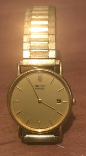 Seiko Men s Watch Wristwatch Date Quartz 5Y39 7010 Japan Gold Tone