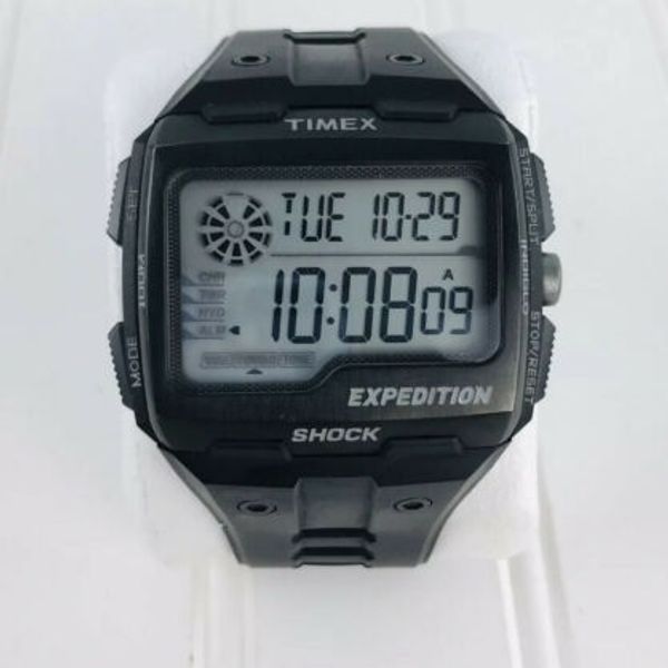 TIMEX Expedition Shock Large Face Digital Watch M076 Black Indiglo w