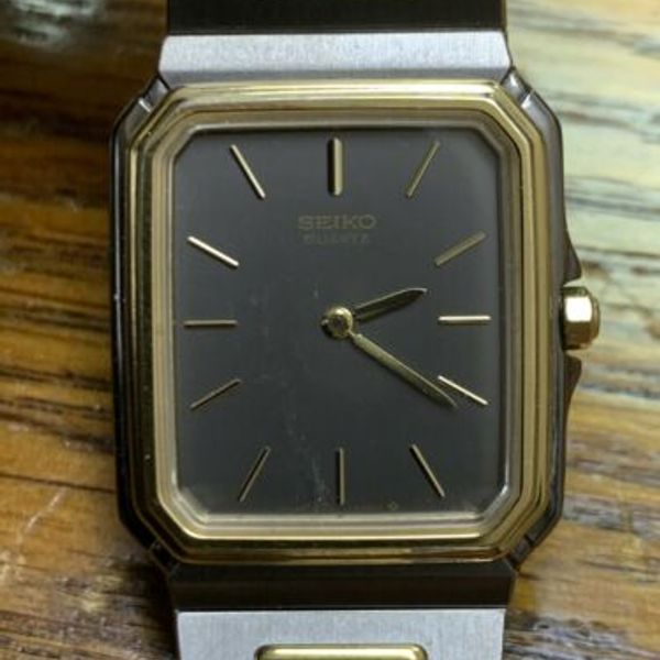 Vintage Seiko 9020-5169 Men Thin Rectangle Analog Quartz Watch New