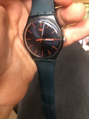 Swatch Swiss Watch SR1130SW Black & Orange AG2011 Time Day Date