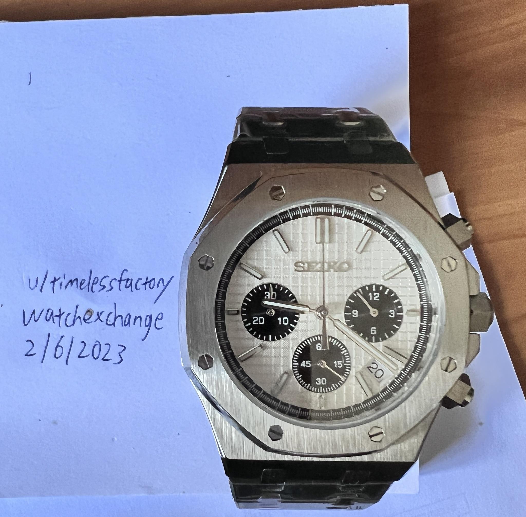 WTS] SeikOak White Waffle Dial 42mm Custom Mod Chronograph watch