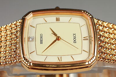 Near MINT] Vintage Seiko Dolce 5E31-5A90 Daimond Gold Quartz