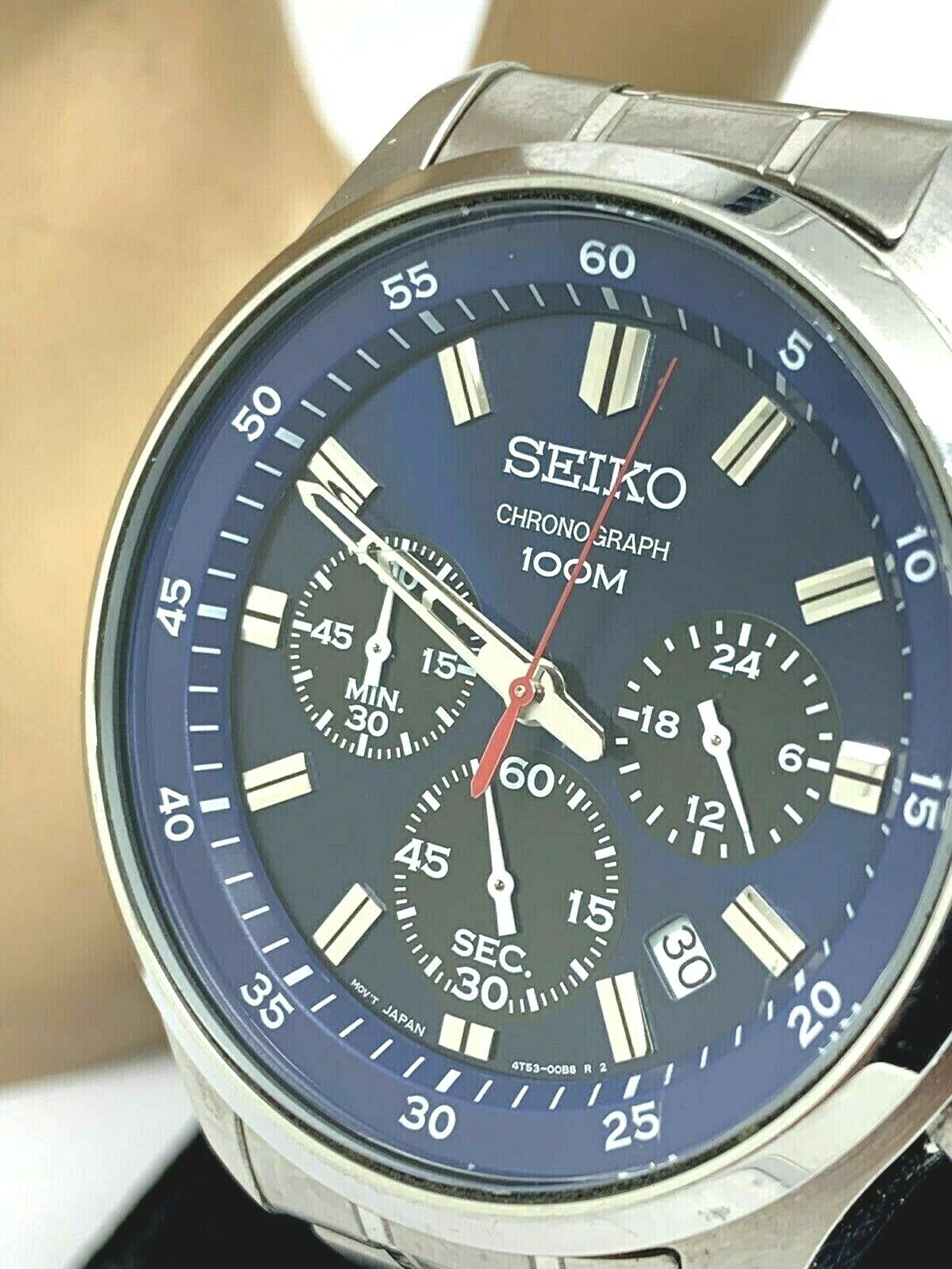 Seiko Men s Watch Quartz Blue Black Dial Chronograph SKS585 FOR