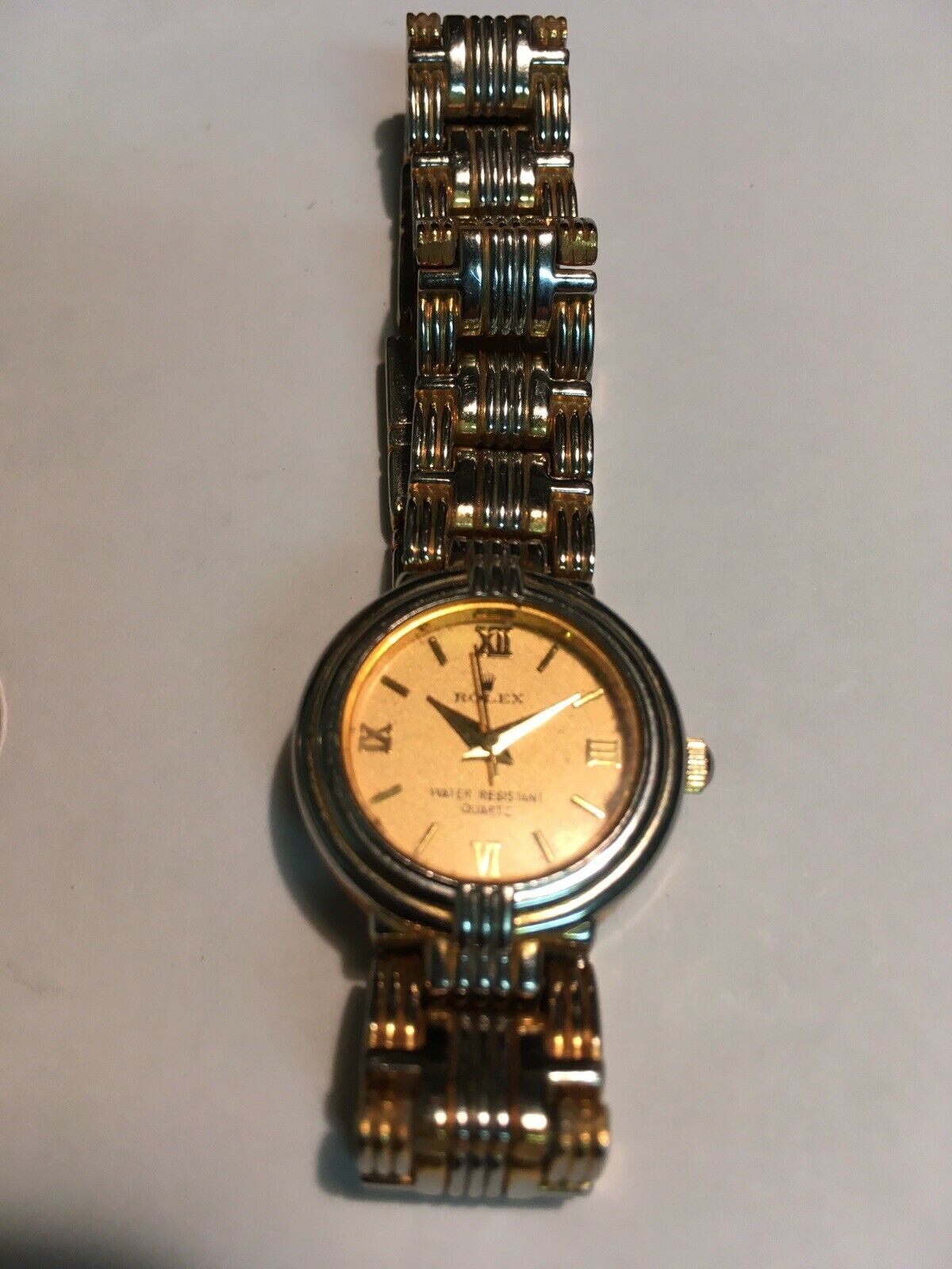 LADIES GOLD PLATED ROLEX WATCH, WITH BRACELET STRAP, SERIAL 