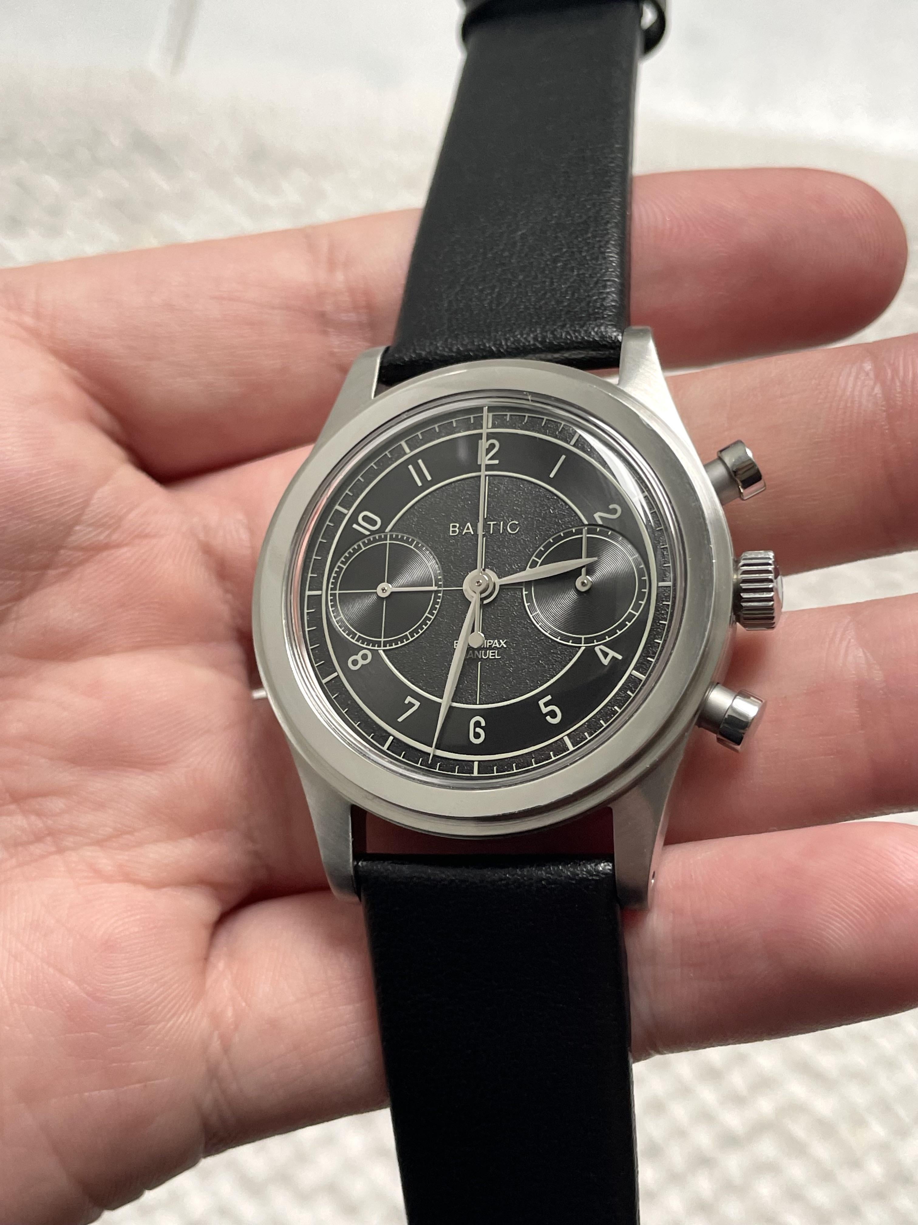 WTS] Baltic Bicompax 002 Black 38mm manual wind chronograph