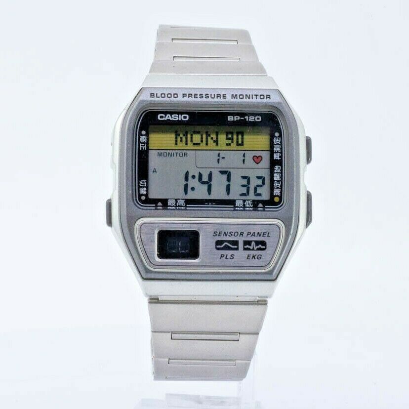 VINTAGE CASIO BP-120 MODULE 1101 BLOOD PRESSURE PLS EKG WATCH