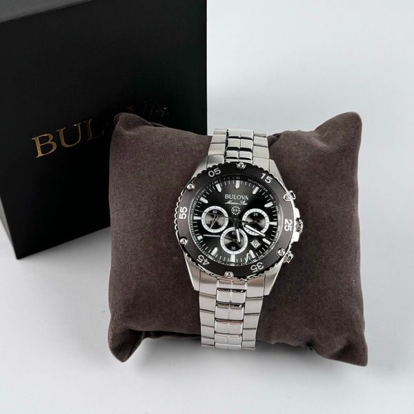 Bulova Marine Star Chronograph Black Dial Black Rubber Strap Watch for Men - 98B104 main image 1