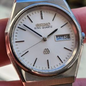 Vintage 1983, WHITE SEIKO KING QUARTZ, 9443-7000, Mens Watch, FOR