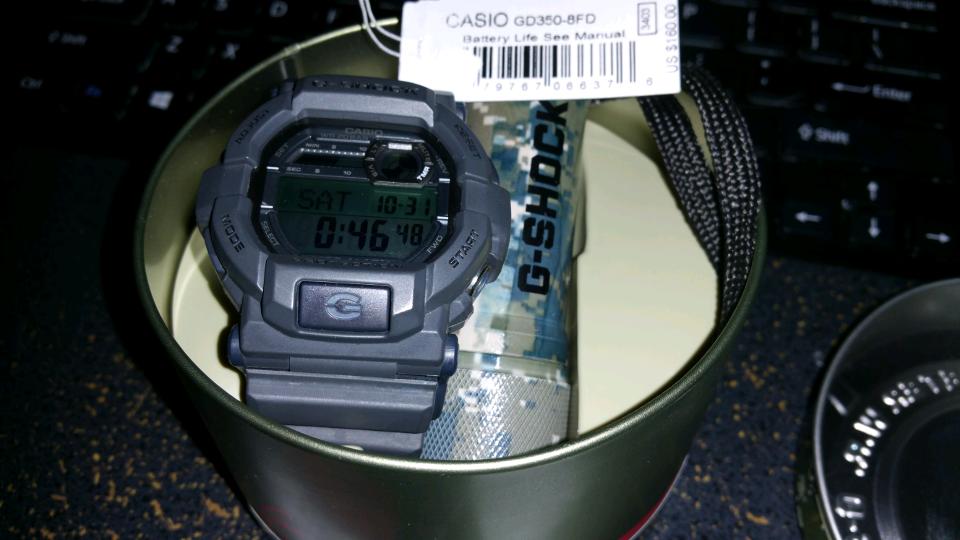 Casio G Shock GD350 8FD Military with G Shock flashlight full kit