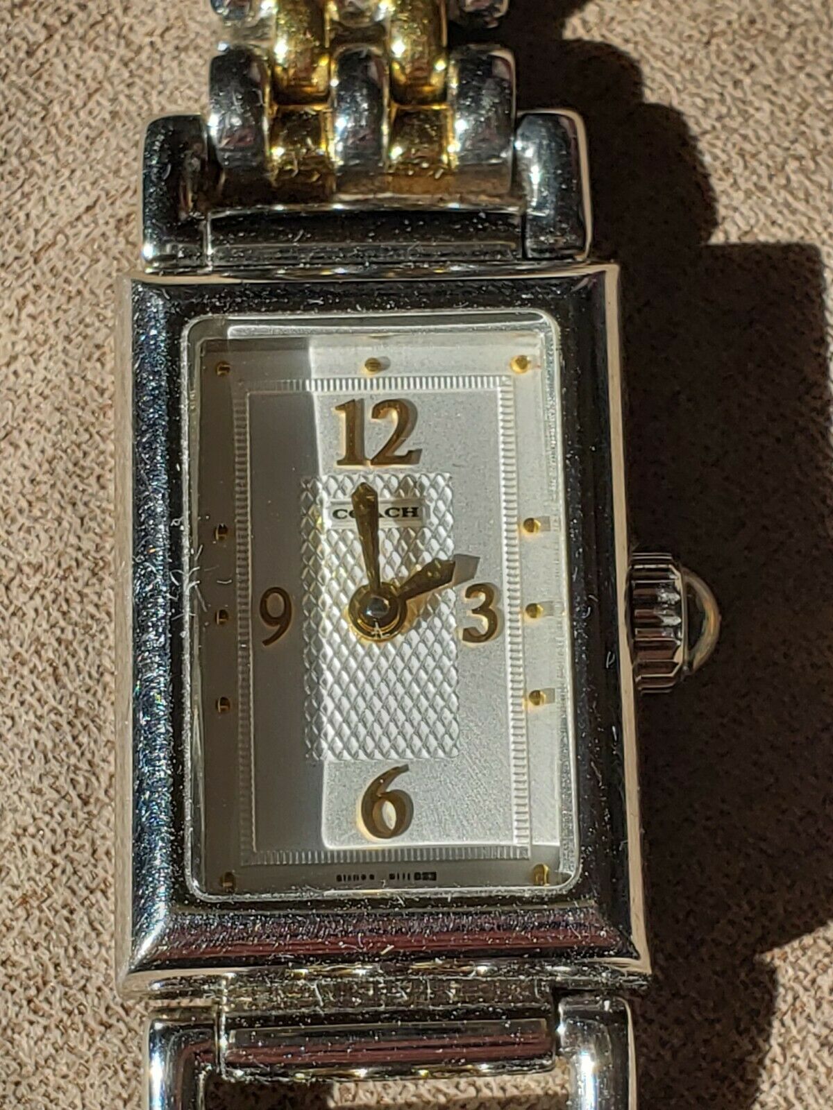 Ladies $295 Coach 0820 Madison Tank Stainless Steel Swiss Mvmt Watch Coach Stainless Steel Two Tone Classic Madison Watch 0820  main image 4