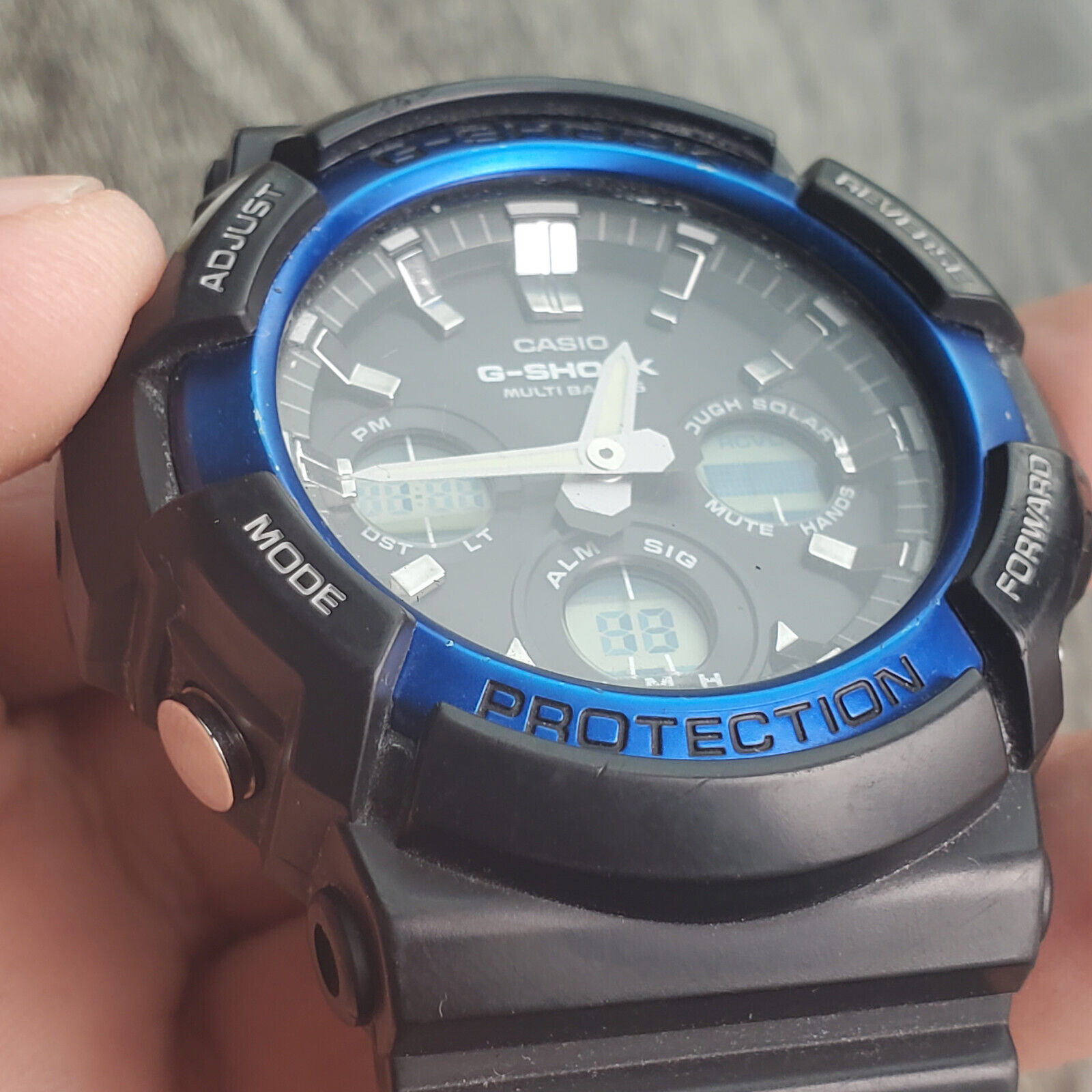 Vintage Casio Gshock Tough Solar Wave Ceptor 5444 GAW 100B Blue
