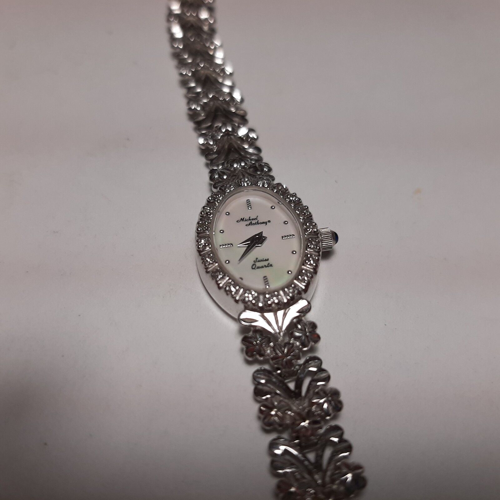 14k White Gold & Diamond Michael Anthony Swiss Quartz Watch 