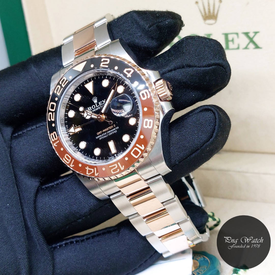 Rolex 40mm Oyster Perpetual 18K Half Rose Gold Black Dial