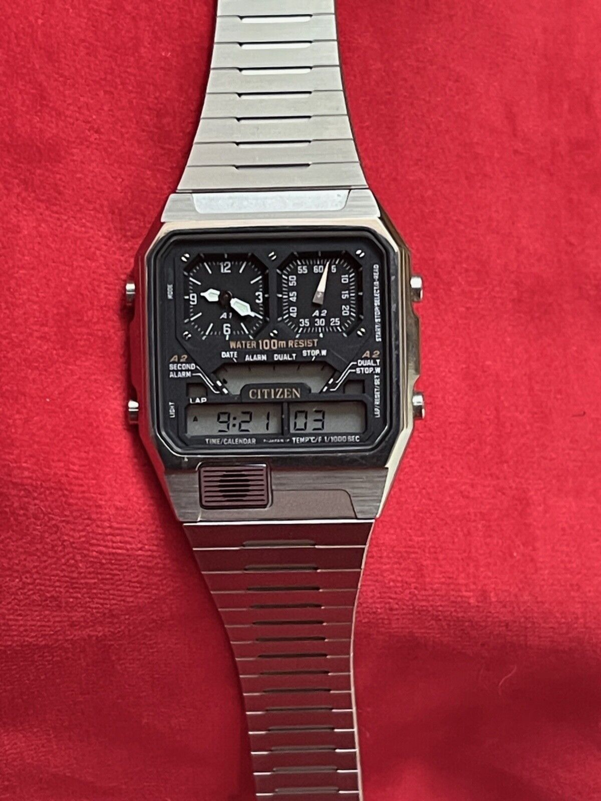 New Old Stock 1980s SS vintage Citizen 8984 Ana Digi Temp