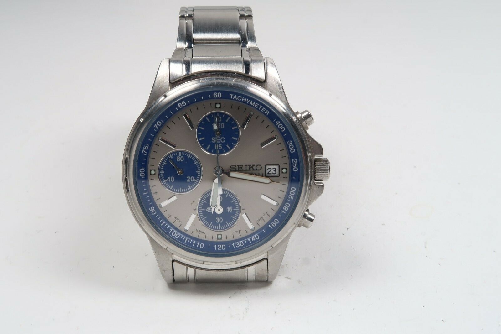 Vintage SEIKO Chronograph 7T92-0BA0 New Battery + Bracelet ext