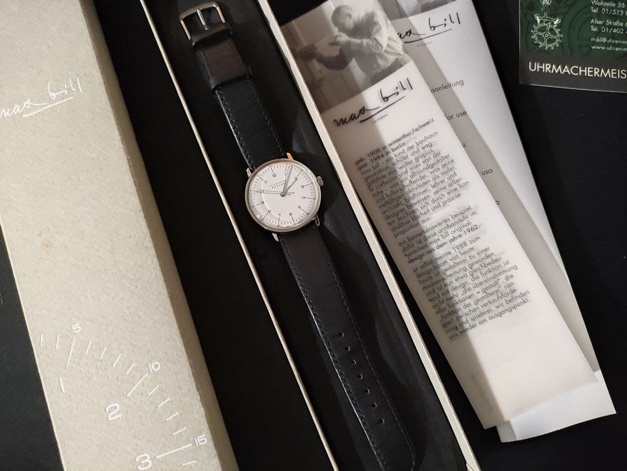 WTS Junghans Max Bill 34mm in white ref.027 3701 ETA 2801 2