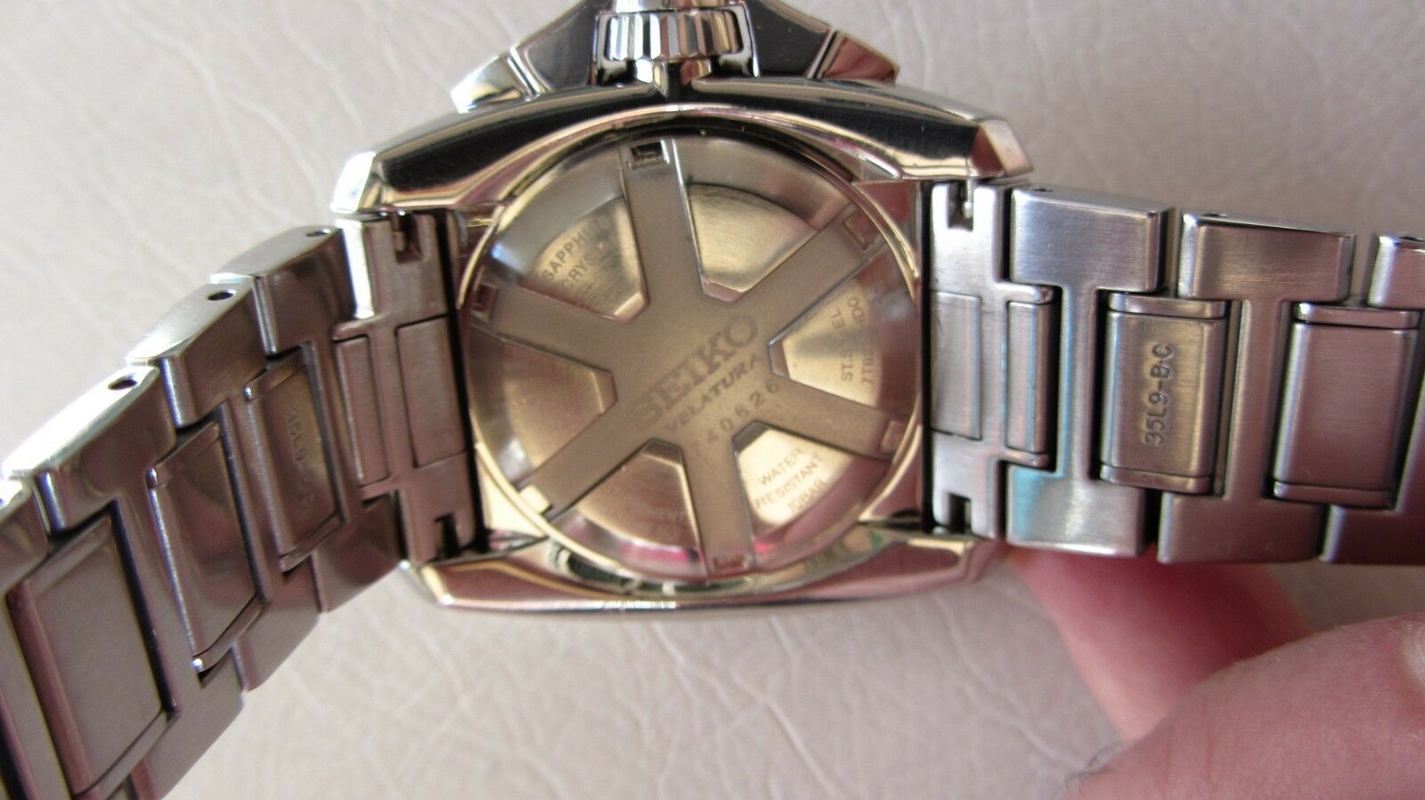 SEIKO VELATURA QUARTZ CHRONOGRAPH 7T62-0HD0,WHITE DIAL,BEAUTIFUL