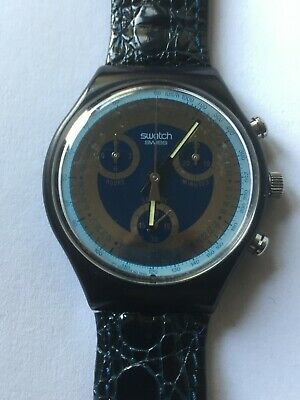 Original SWATCH Chrono SILVER STAR (SCN102)-blue/black-22 jewels