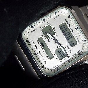 SEIKO Vintage Digital Watch ALBA TITANIUM V085-5010 EPSILON QUAD 