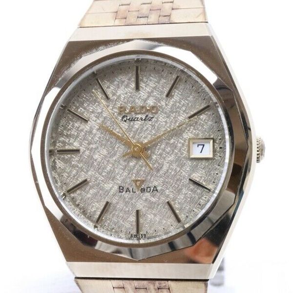 RADO BALBOA V 107.9593.3 Quartz Watch Date18K Gold Plated Y3378