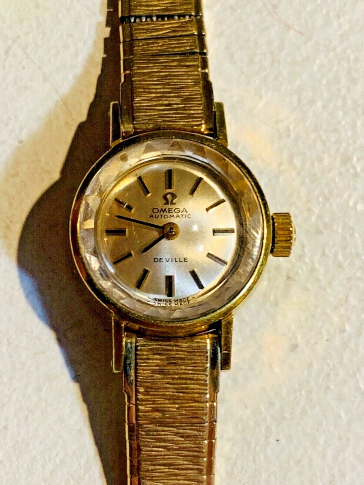 Vintage Omega Deville Automatic 24 jewel Cut Glass Ladies Wrist