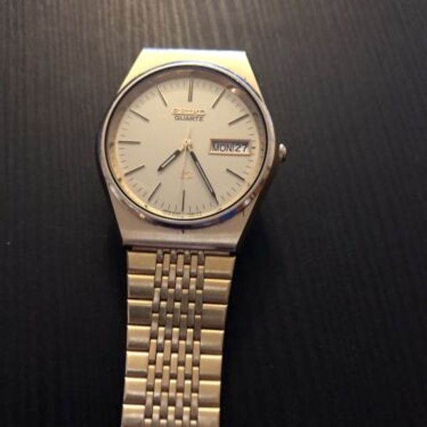 Vintage Seiko 8123-7049 Day/Date Men's Watch Quartz Gold tone Works new ...