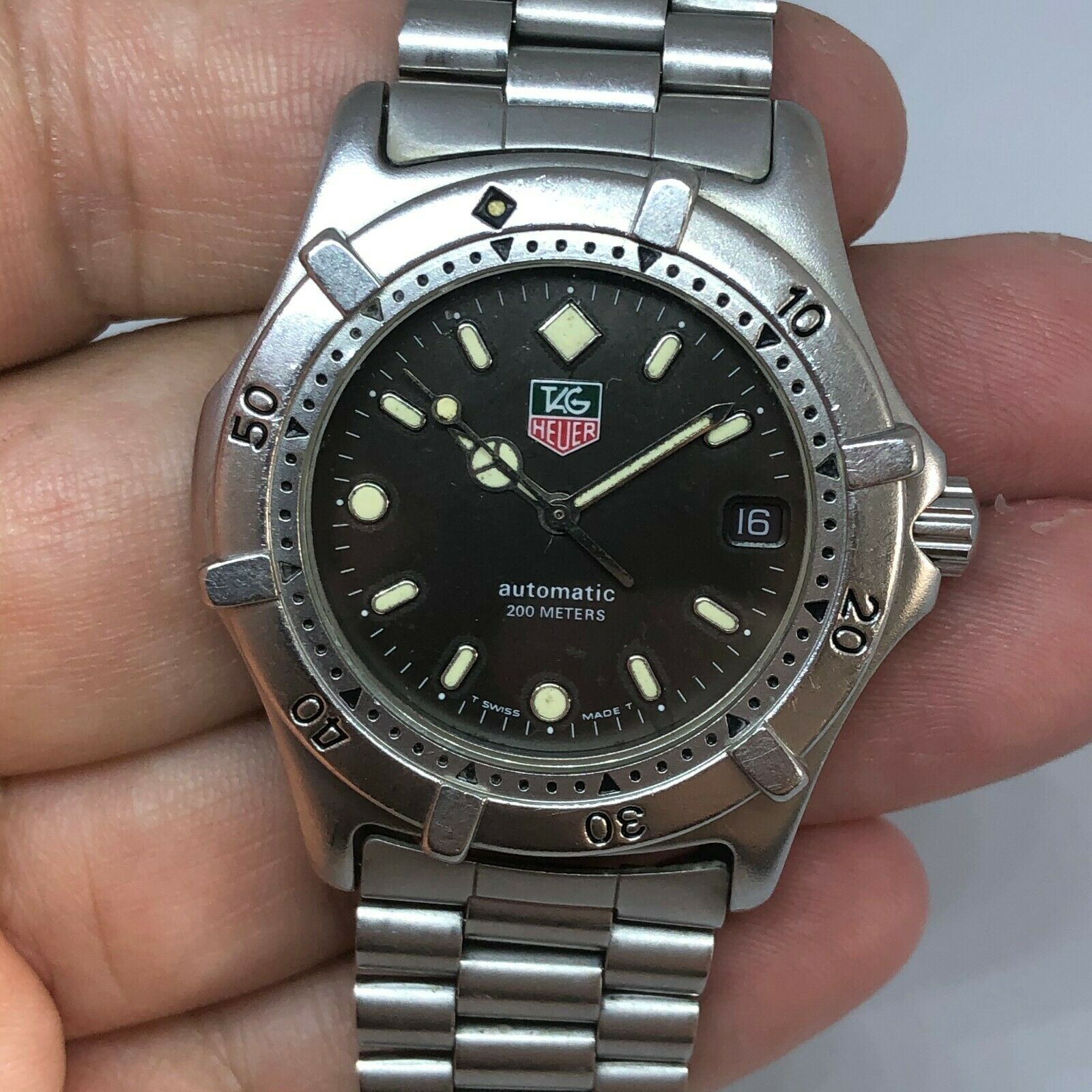 RARE VINTAGE TAG HEUER 2000 BLACK AUTOMATIC REF 669.206F WITH