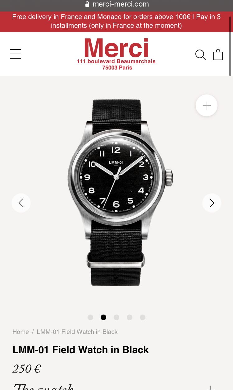 LMM 01 Field Watch in Black Noir Merci merci la montre merci