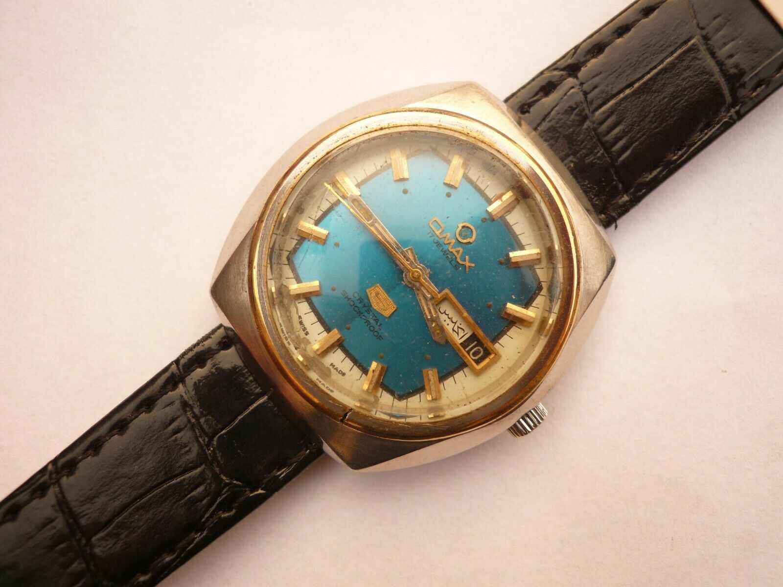 Omax 5 Crystal 3528GX Automatic 25 Jewels Day-Day Vintage