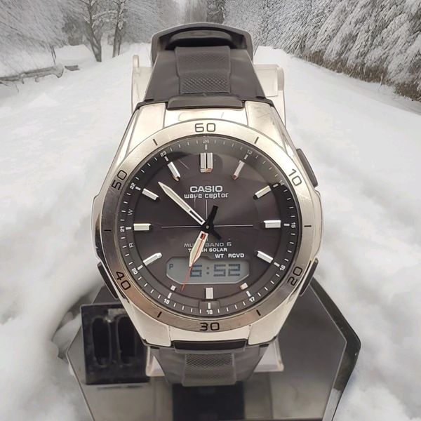 CASIO WAVE CEPTOR WVA-M640 TOUGH SOLAR ANA-DIG MEN'S WATCH WORLD TIME 5 ...