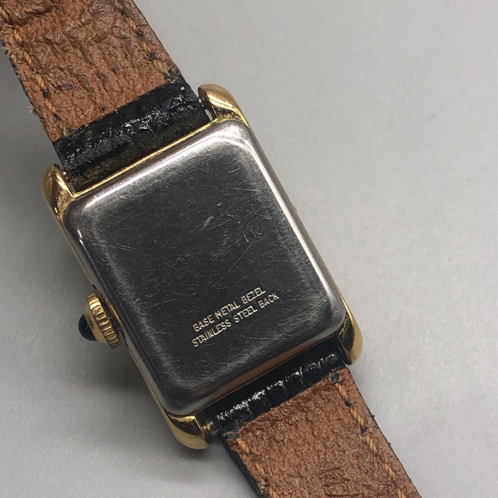 Vintage Timex Gold Tank Watch With Dark Green Dial Wind‎ Up Womens Watch The OG Vintage Timex Tank in Roman dial. Exquisite nipple  main image 4