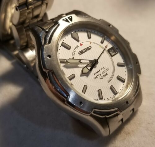 Seiko Kinetic 5M42-0H19 Power Reserve Indicator Wristwatch New Capacitor |  WatchCharts