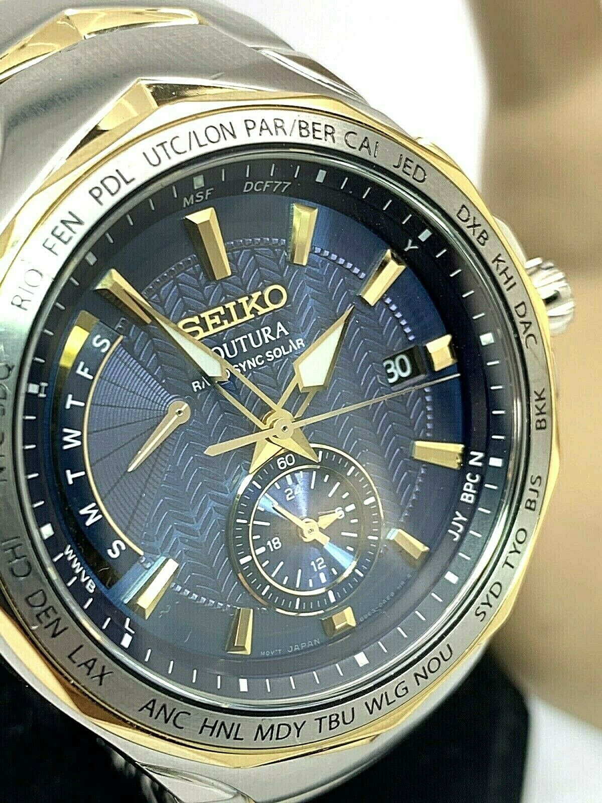 Seiko Coutura Radio Sync Solar Stainless Steel Two Tone Men S Watch Ssg Watchcharts